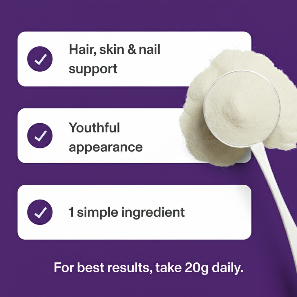 Nutvira Collagen Peptides – Hydrolyzed Grass-Fed Bovine Protein Powder for Skin, Hair & Joints – Unflavored – 454g