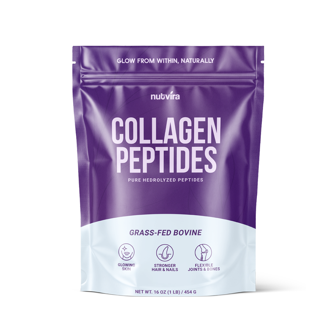 Nutvira Collagen Peptides – Hydrolyzed Grass-Fed Bovine Protein Powder for Skin, Hair & Joints – Unflavored – 454g